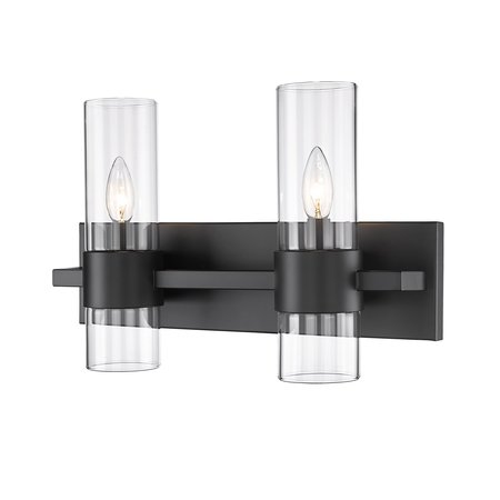 Z-LITE Lawson 2 Light Vanity, Matte Black & Clear 343-2V-MB